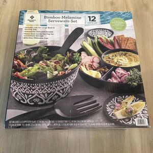 Members Mark 12-Piece Bamboo Serveware Set - New in Box - Tray, Plate, more